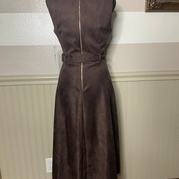 Brand New Calvin Klein Women's Slvless Chocolate Suede Aline Dress - Picture 6 of 15